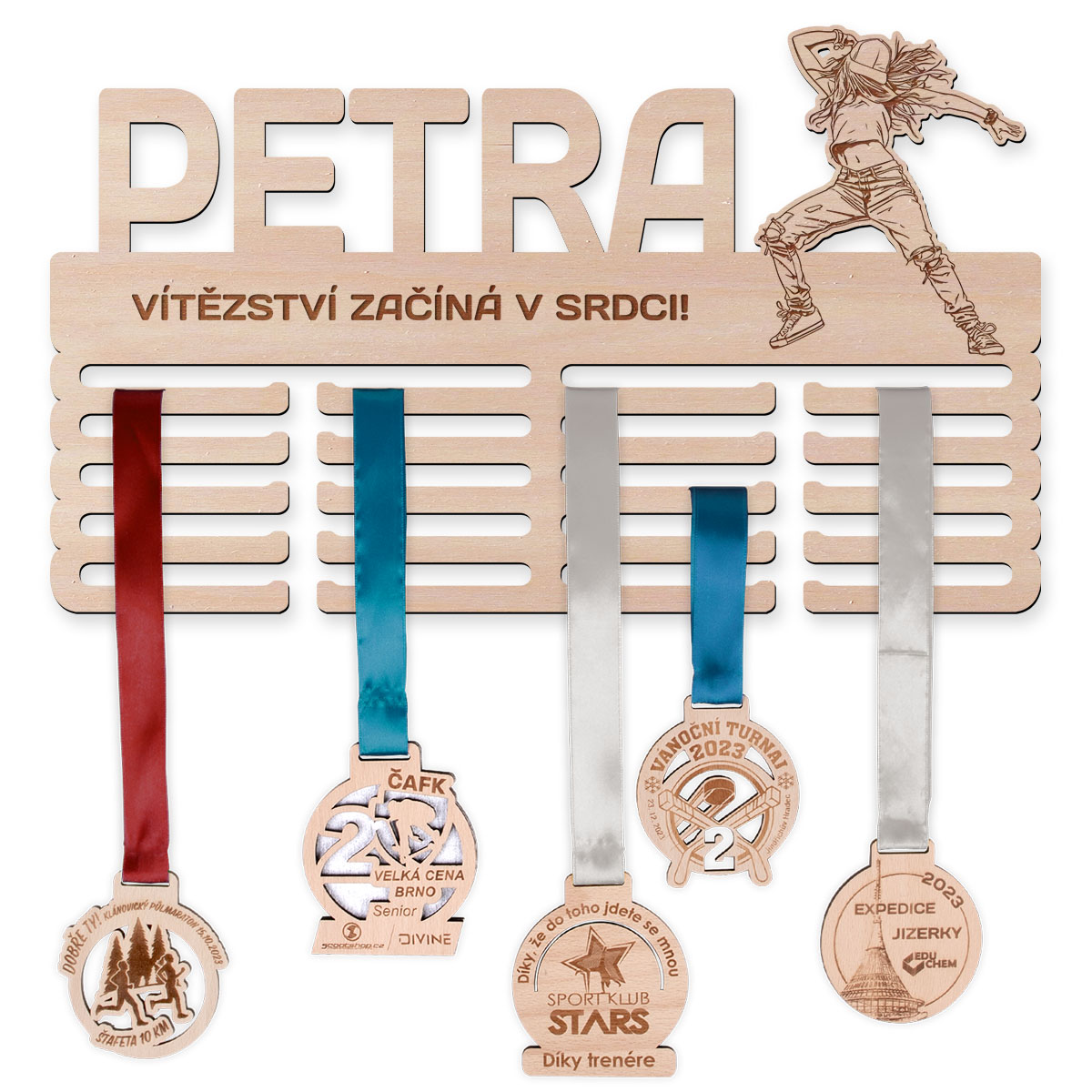Petra, für die Streetdance ein Lebensstil ist - Streetdance Medaillenhalter mit Motto VÍTĚZSTVÍ ZAČÍNÁ V SRDCI!